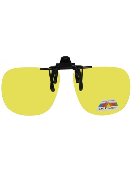 Square Square Polarized Flip Up Sunglasses - Black Frame-lite Yellow Lenses - CA18OLTT2TL $15.21