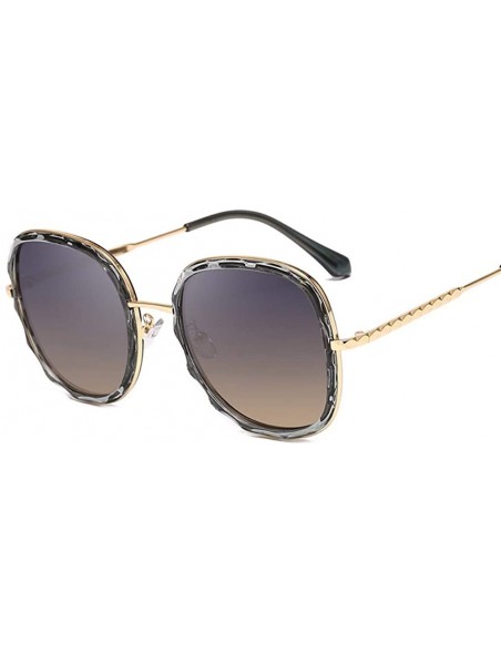 Oversized Sunglasses Euro-American sunglasses Metal Wave Mirror Circle Frame Anti-ultraviolet - A - CW18Q0IH333 $24.74