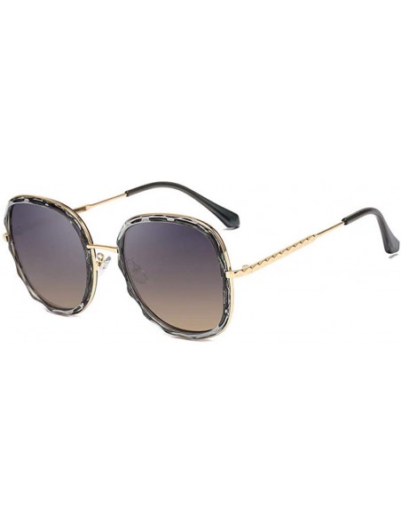 Oversized Sunglasses Euro-American sunglasses Metal Wave Mirror Circle Frame Anti-ultraviolet - A - CW18Q0IH333 $24.74