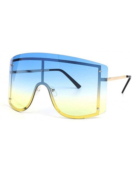 Oversized Oversize Women Sunglasses Big Frame Luxury Sun Glasses Female Cool Sexy Shield Shades Men Alloy - Blue Yellow - CR1...