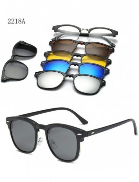 Oval 5 Lenes Magnet Sunglasses Clip Mirrored Glasses Men Polarized Custom Prescription Myopia - Ct2223a - CQ198ZW6LMD $29.57
