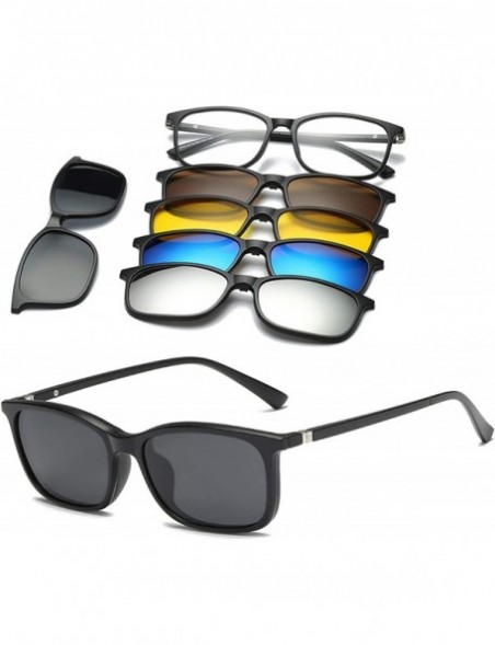Oval 5 Lenes Magnet Sunglasses Clip Mirrored Glasses Men Polarized Custom Prescription Myopia - Ct2223a - CQ198ZW6LMD $29.57