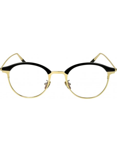 Round Vintage Oval Round Keyhole Two-tone Frame w/Clear Lens EC51112 - Black-gold Frame/Clear Lens - CH18927I5YT $13.92
