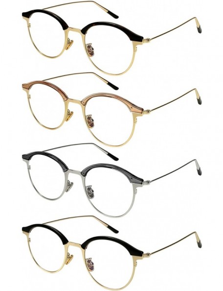 Round Vintage Oval Round Keyhole Two-tone Frame w/Clear Lens EC51112 - Black-gold Frame/Clear Lens - CH18927I5YT $13.92