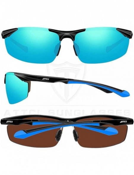 Sport Men's Sports Glasses Polarized Sunglasses Driver Glasses Metal Frame Ultra Light-blue - CL198ND46SM $28.84