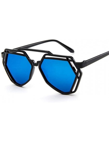 Aviator Fashion Polygon Women Sunglasses UV400 Oculos De Sol Brand C8 Black Green - C5 Black Gold - CC18YZW59EN $11.08