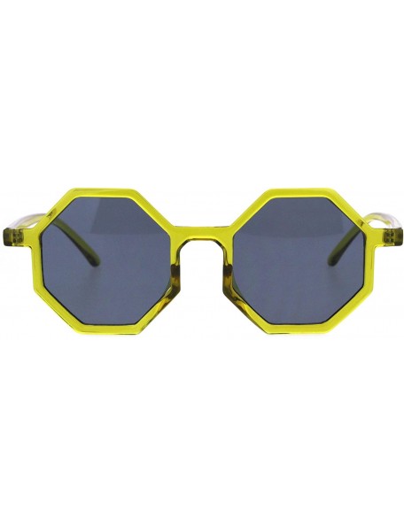 Square Pimp Octagon Squared Hippie Plastic Sunglasses - Olive Yellow Black - CK18HD9H9ZR $12.41