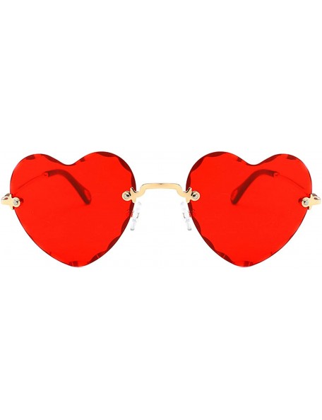 Oversized Vintage style Heart Sunglasses for Women metal PC UV 400 Protection Sunglasses - Red - CZ18SZUHQEK $20.22