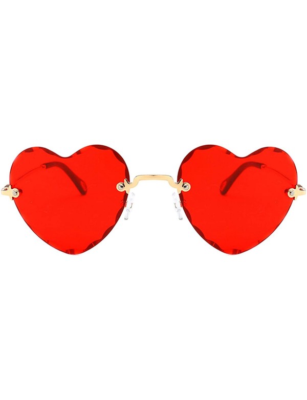 Oversized Vintage style Heart Sunglasses for Women metal PC UV 400 Protection Sunglasses - Red - CZ18SZUHQEK $20.22