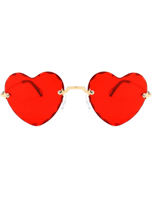 Oversized Vintage style Heart Sunglasses for Women metal PC UV 400 Protection Sunglasses - Red - CZ18SZUHQEK $20.22