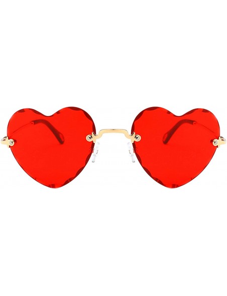 Oversized Vintage style Heart Sunglasses for Women metal PC UV 400 Protection Sunglasses - Red - CZ18SZUHQEK $20.22