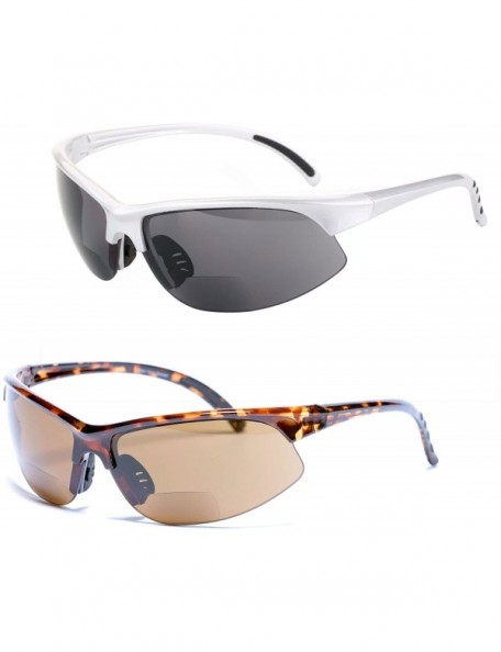 Wrap Bifocal Reading Sunglasses Outdoor Readers - Silver/Tortoise - CK18CT6595G $19.27