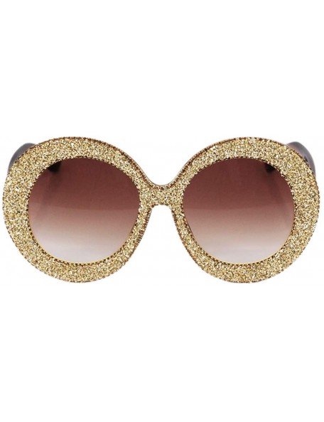 Round Fashion Round Pearl Decor Sunglasses UV Protection Metal Frame - Tawny Lens - CO18XS8GEO7 $13.34