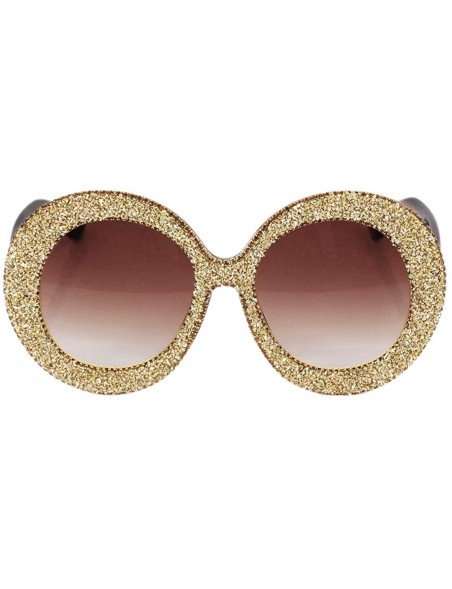 Round Fashion Round Pearl Decor Sunglasses UV Protection Metal Frame - Tawny Lens - CO18XS8GEO7 $13.34