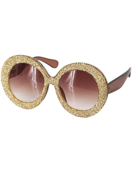 Round Fashion Round Pearl Decor Sunglasses UV Protection Metal Frame - Tawny Lens - CO18XS8GEO7 $13.34