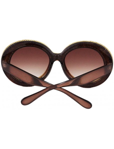 Round Fashion Round Pearl Decor Sunglasses UV Protection Metal Frame - Tawny Lens - CO18XS8GEO7 $13.34