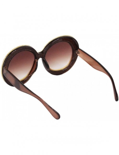 Round Fashion Round Pearl Decor Sunglasses UV Protection Metal Frame - Tawny Lens - CO18XS8GEO7 $13.34