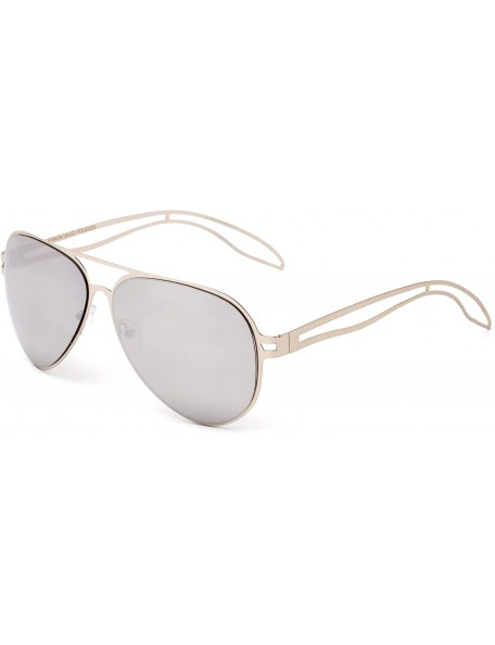 Aviator Loyolita" - Oversized Fashion Sunglasses in Aviator Design for Men and Women - Silver/Mirror - CT12MCS6MNX $22.39