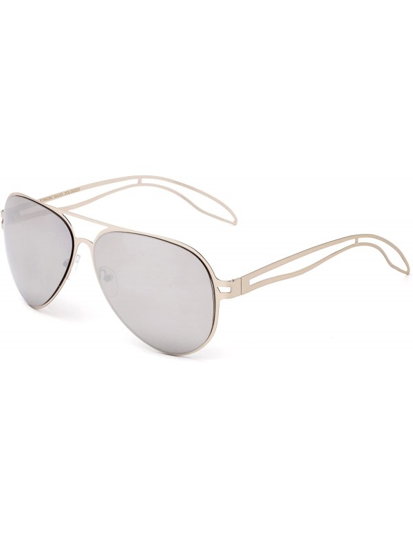 Aviator Loyolita" - Oversized Fashion Sunglasses in Aviator Design for Men and Women - Silver/Mirror - CT12MCS6MNX $11.87