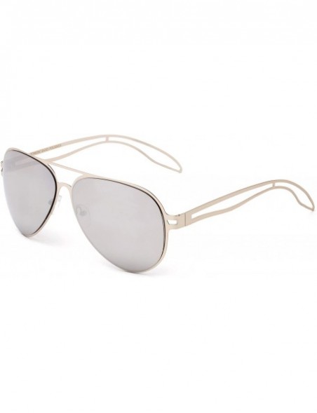 Aviator Loyolita" - Oversized Fashion Sunglasses in Aviator Design for Men and Women - Silver/Mirror - CT12MCS6MNX $11.87