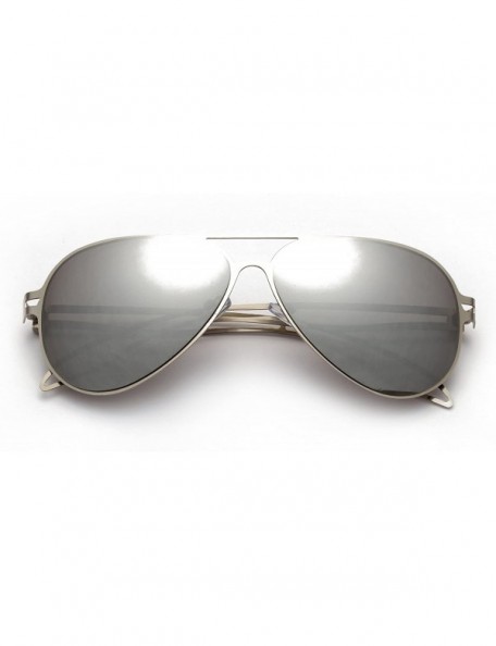 Aviator Loyolita" - Oversized Fashion Sunglasses in Aviator Design for Men and Women - Silver/Mirror - CT12MCS6MNX $11.87