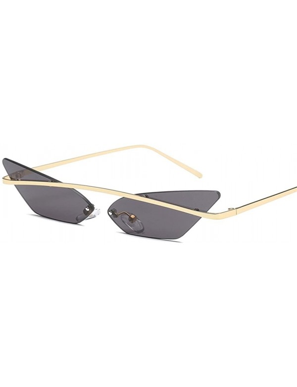 Cat Eye Narrow Cat Eye Sunglasses Women Vintage Retro Sun Glasses for Women Mirror Gift - Gold With Black - CQ18H3STEYW $10.20