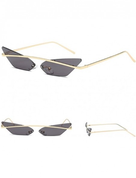 Cat Eye Narrow Cat Eye Sunglasses Women Vintage Retro Sun Glasses for Women Mirror Gift - Gold With Black - CQ18H3STEYW $10.20