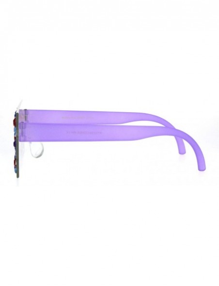 Shield Womens Sparkling Rectangle Shield Rhinestone Lens Party Shade Sunglasses - Clear Purple - CX18IHOTNG8 $11.80
