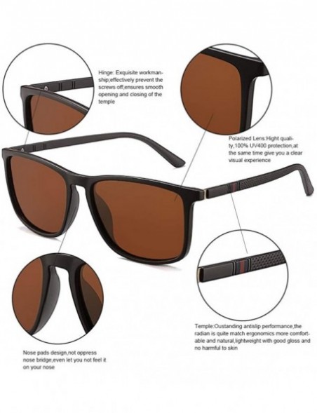 Square Classic Square Polarized Plastic Sunglasses Light Weight Matte Frame Design Temple For Women Men - CD18ADTLSQS $16.12