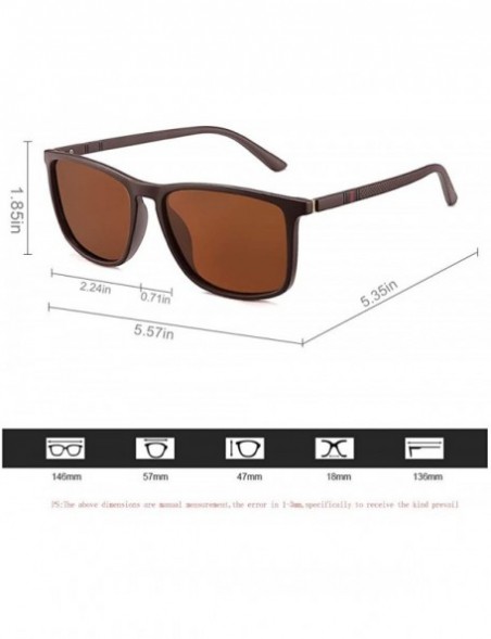 Square Classic Square Polarized Plastic Sunglasses Light Weight Matte Frame Design Temple For Women Men - CD18ADTLSQS $16.12