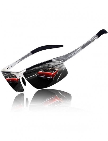 Sport Men's Driving Polarized Sport Sunglasses Al-Mg Metal Frame Ultra Light - Silver&gray - C618GAIK3IM $34.19