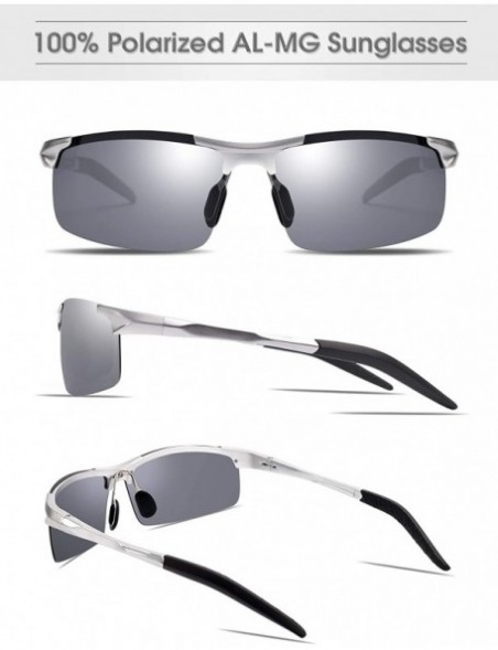 Sport Men's Driving Polarized Sport Sunglasses Al-Mg Metal Frame Ultra Light - Silver&gray - C618GAIK3IM $19.88