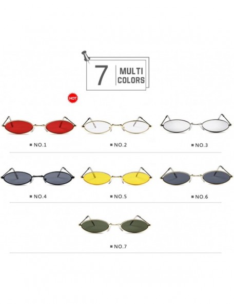 Oval Vintage Diminished Sunglasses Oval Slender Alloy Frame Candy Colors Casual Fashion Sunglasses (Color NO.1) - CH197WZIDH9...