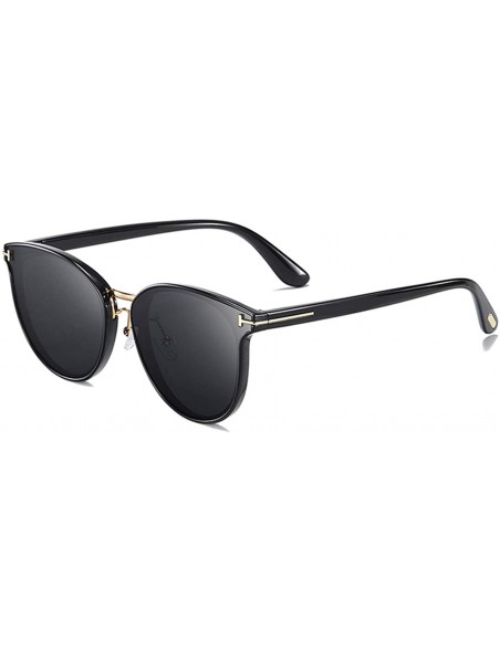 Oversized Polarized Oversized Sunglasses for Women-Round Classic Fashion UV400 Protection 8053 - Black - C7195NI695Q $9.02