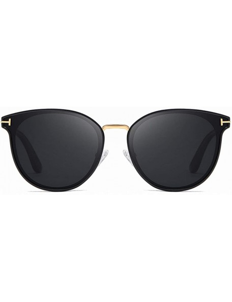 Oversized Polarized Oversized Sunglasses for Women-Round Classic Fashion UV400 Protection 8053 - Black - C7195NI695Q $9.02