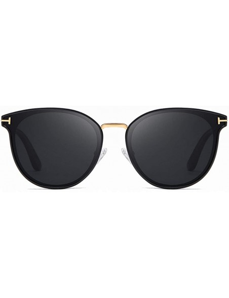 Oversized Polarized Oversized Sunglasses for Women-Round Classic Fashion UV400 Protection 8053 - Black - C7195NI695Q $9.02