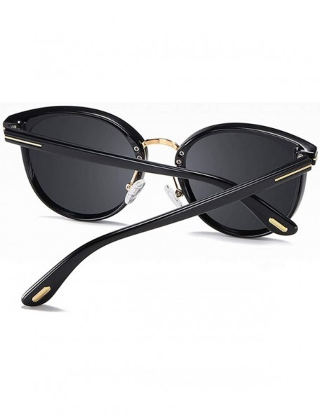 Oversized Polarized Oversized Sunglasses for Women-Round Classic Fashion UV400 Protection 8053 - Black - C7195NI695Q $9.02