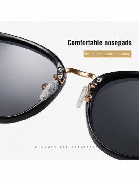 Oversized Polarized Oversized Sunglasses for Women-Round Classic Fashion UV400 Protection 8053 - Black - C7195NI695Q $9.02