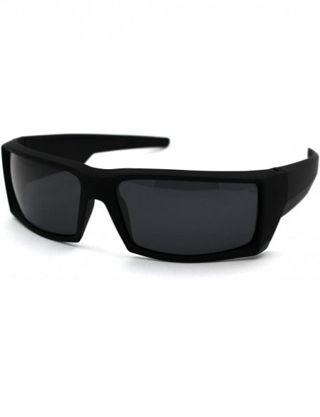 Sport Polarized Mens Rubberized Matte Rectangular Warp Sport Sunglasses - C618WO9WMMO $7.44