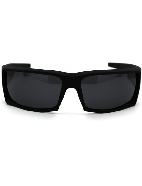 Sport Polarized Mens Rubberized Matte Rectangular Warp Sport Sunglasses - C618WO9WMMO $7.44