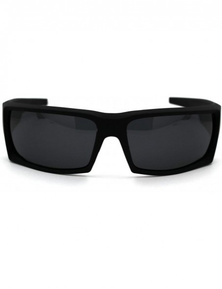 Sport Polarized Mens Rubberized Matte Rectangular Warp Sport Sunglasses - C618WO9WMMO $7.44