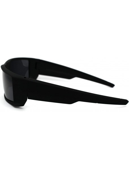 Sport Polarized Mens Rubberized Matte Rectangular Warp Sport Sunglasses - C618WO9WMMO $7.44