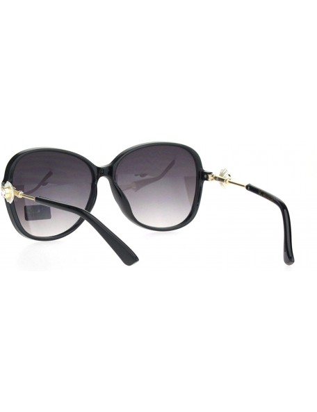 Butterfly Womens Classic Rhinestone Flower Jewel Plastic Butterfly Sunglasses - Black Smoke - CW18KHH6S9L $14.97