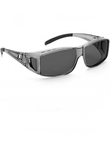 Wrap Sunglasses Polarized Protection Prescription Glasses - Grey Frame/ Grey Lens - CI196M0UKXZ $20.90