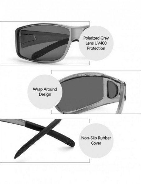 Wrap Sunglasses Polarized Protection Prescription Glasses - Grey Frame/ Grey Lens - CI196M0UKXZ $20.90