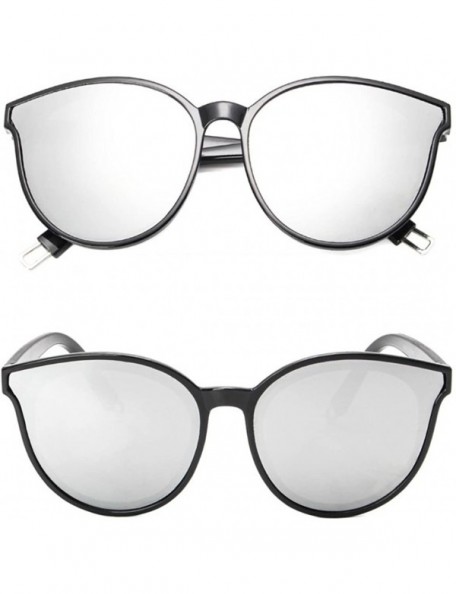 Round Transparent Plastic Cut-out Round Cateye Sunglasses - Black+silver - C5186UI5YC4 $28.07