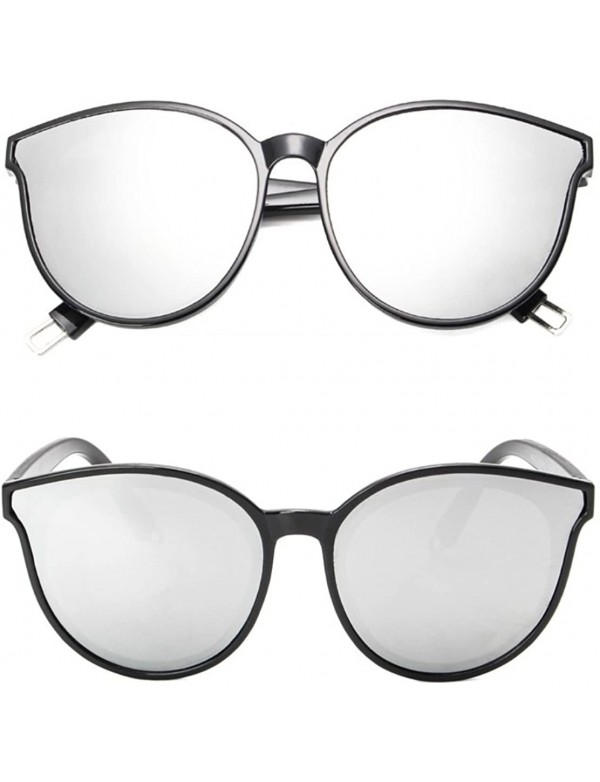 Round Transparent Plastic Cut-out Round Cateye Sunglasses - Black+silver - C5186UI5YC4 $12.88