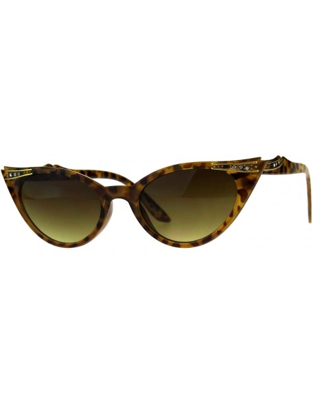 Cat Eye Womens Rhinestone Nouveau Goth Cat Eye Small Snug Plastic Sunglasses - Yellow Tortoise - CN18CGNUASE $20.14