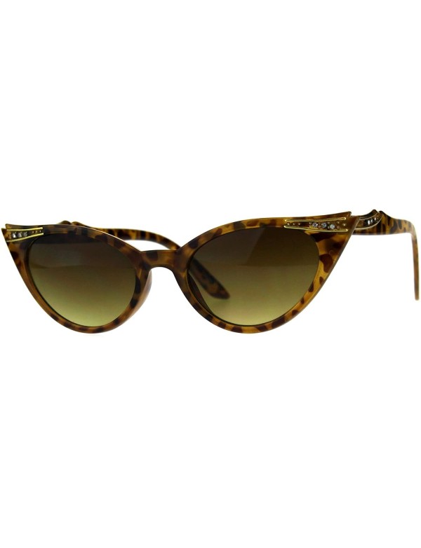 Cat Eye Womens Rhinestone Nouveau Goth Cat Eye Small Snug Plastic Sunglasses - Yellow Tortoise - CN18CGNUASE $12.03