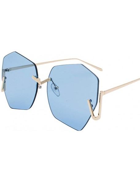 Square Fashion Sunglasses - Frameless Polygon Irregular Sun Glasses - C - CH18QOC4EG3 $11.47